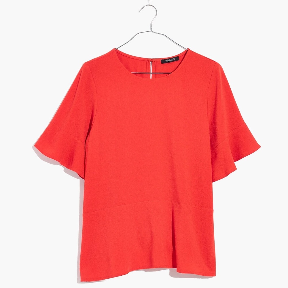 Madewell Flare-Hem Top Bright Poppy Small - Picture 5 of 5